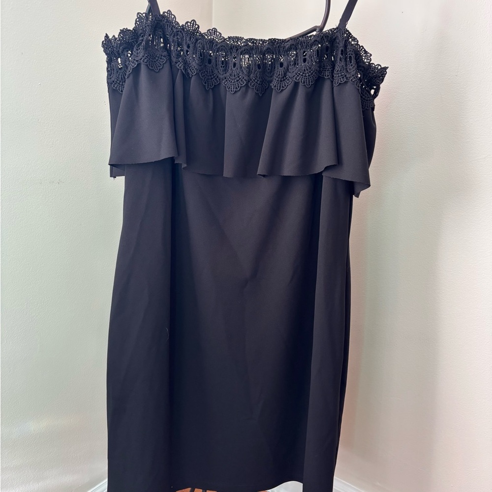 Black Lace Trim Dress